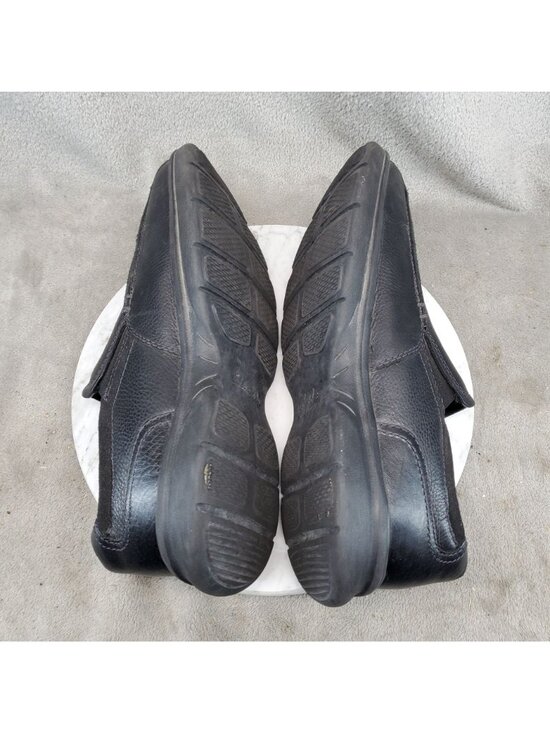 Clarks Shoes Mens Size 11.5 Bradley Step Black Leather Slip On Loafers